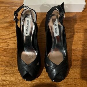 New without Box Steve Madden Black Peep Toe Slingback Heels size 8 women’s